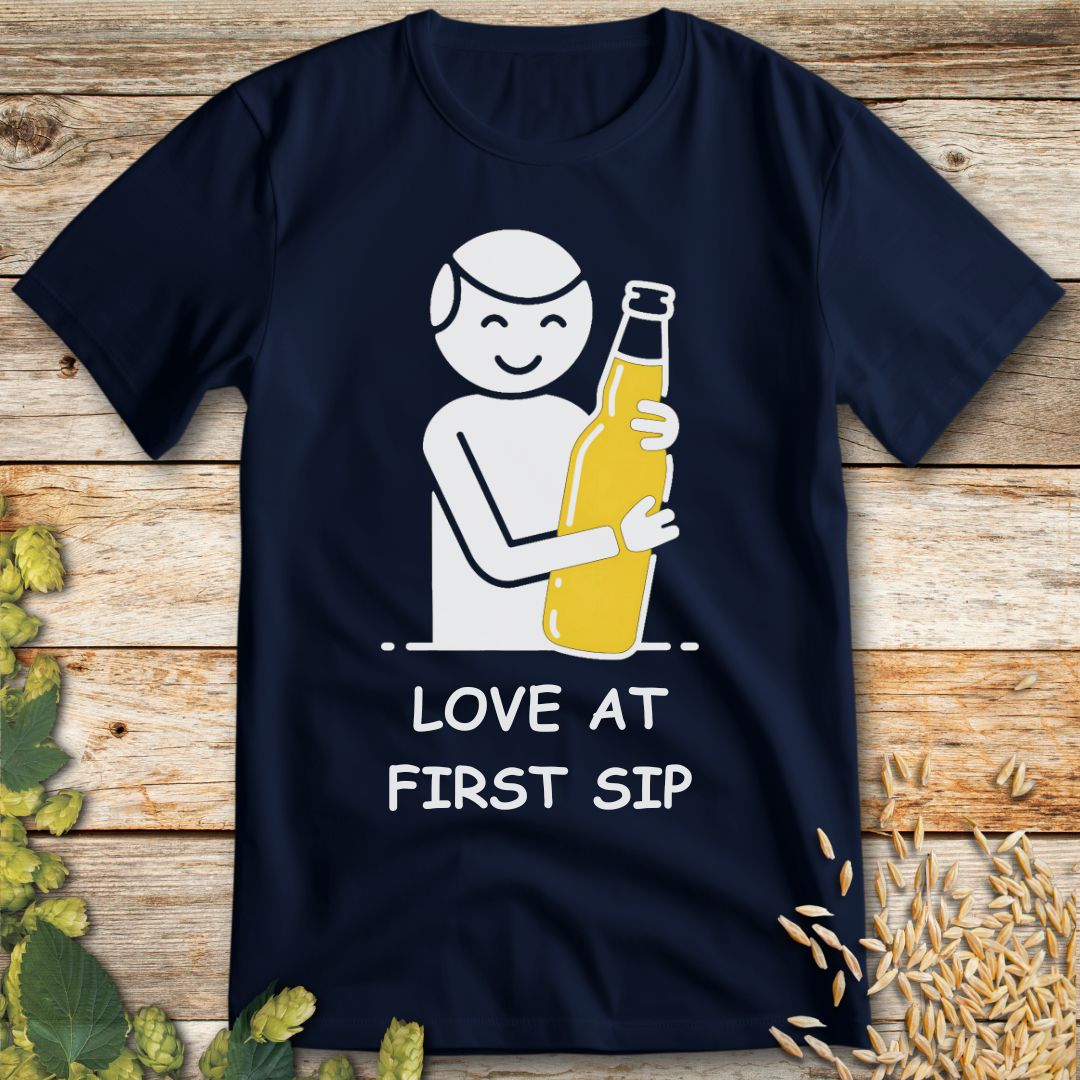 Love at First Sip T-Shirt in Navy - Funny beer shirt for craft beer lovers