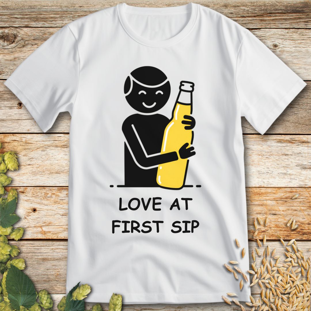 Love at First Sip T-Shirt in White - Funny beer shirt for craft beer lovers