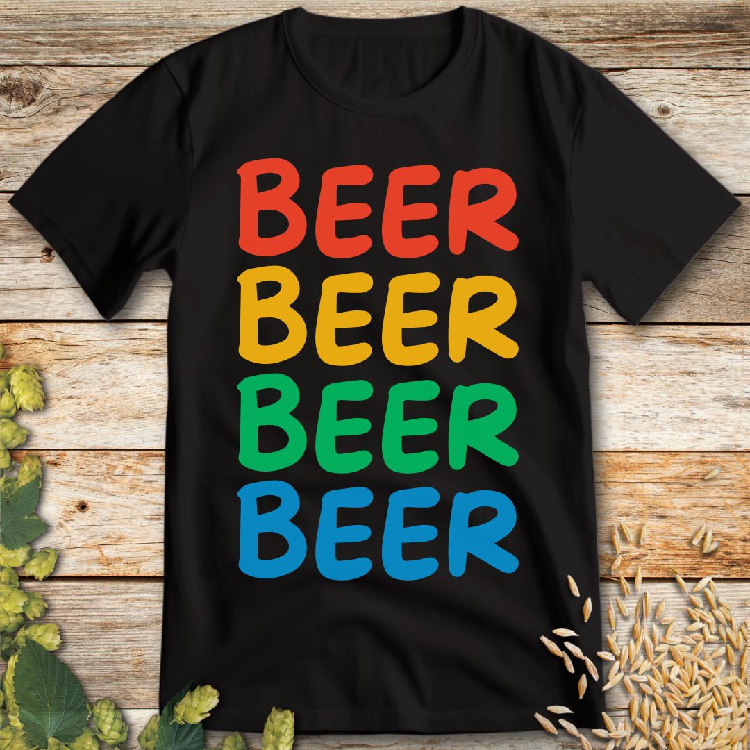Multicolor Beer T-Shirt in Black - Funny beer shirt for craft beer lovers