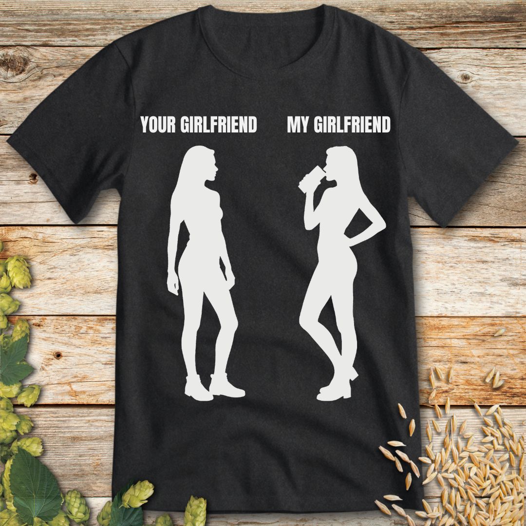 My Girlfriend Beer T-Shirt in Dark Heather - Funny beer shirt for craft beer lovers