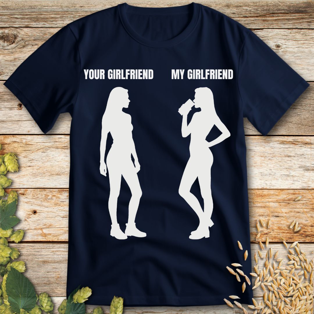 My Girlfriend Beer T-Shirt in Navy - Funny beer shirt for craft beer lovers