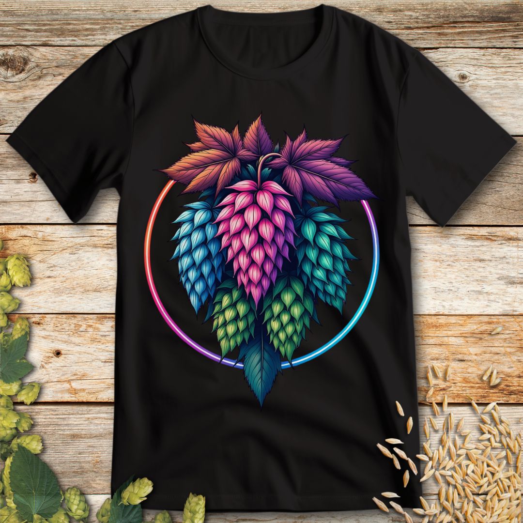 Neon Hops Art T-Shirt in Black - Funny beer shirt for craft beer lovers