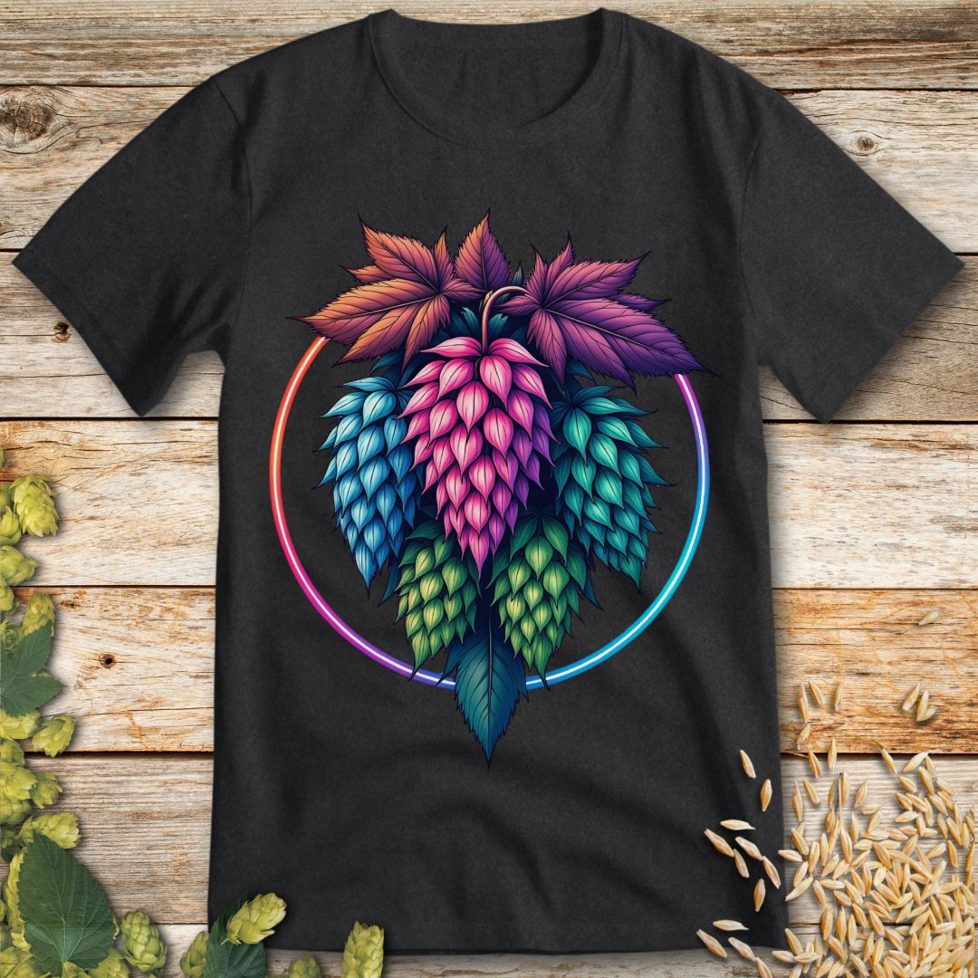 Neon Hops Art T-Shirt in Dark Heather - Funny beer shirt for craft beer lovers