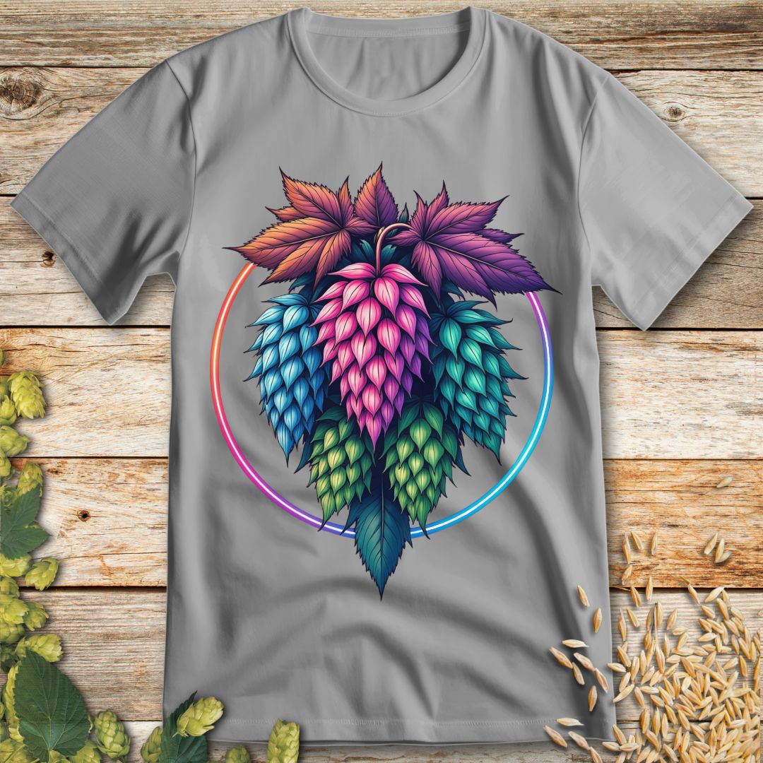 Neon Hops Art T-Shirt in Ice Grey - Funny beer shirt for craft beer lovers