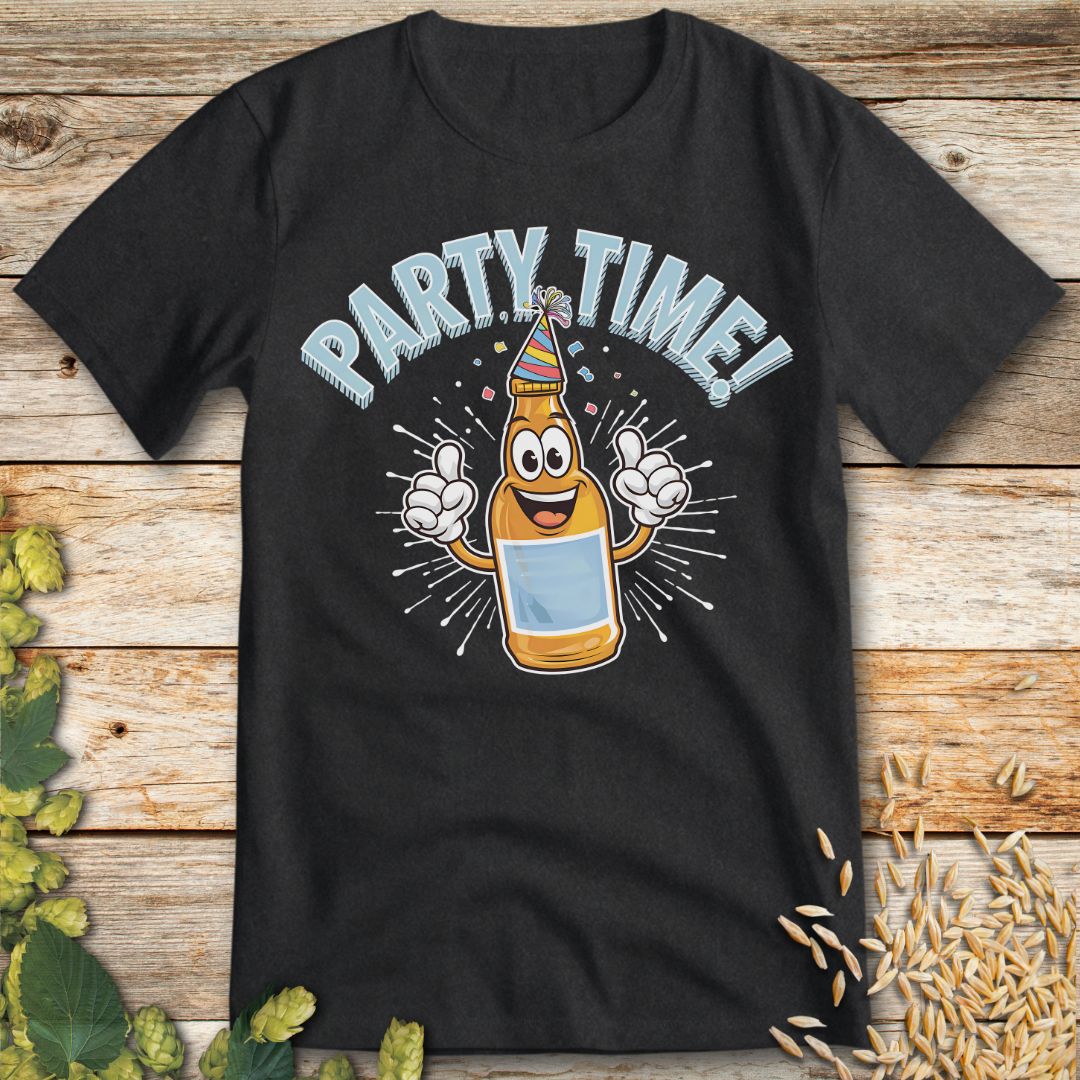Party Time Beer T-Shirt in Dark Heather - Funny beer shirt for craft beer lovers