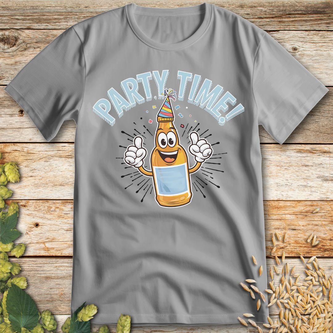 Party Time Beer T-Shirt in Ice Grey - Funny beer shirt for craft beer lovers