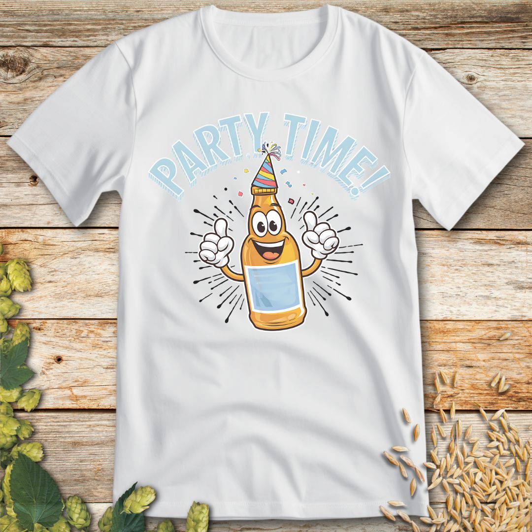 Party Time Beer T-Shirt in White - Funny beer shirt for craft beer lovers