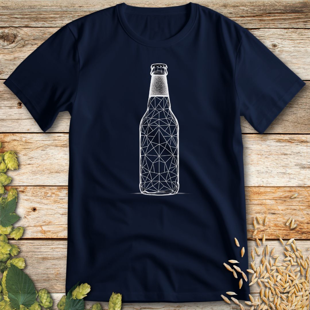 Polygonal Beer Bottle T-Shirt in Navy - Beer shirt for craft beer lovers