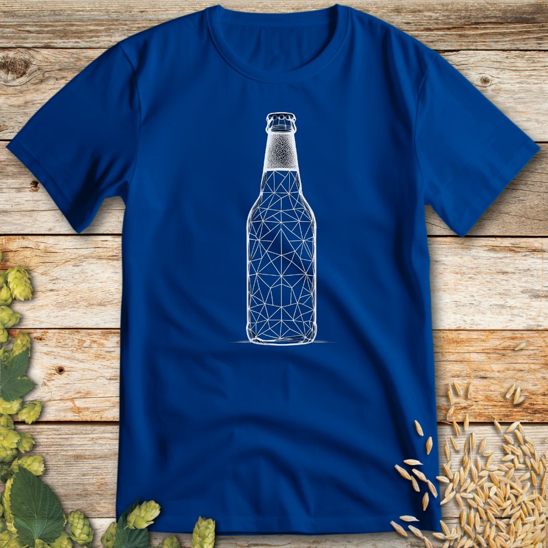 Polygonal Beer Bottle T-Shirt in Royal Blue - Beer shirt for craft beer lovers