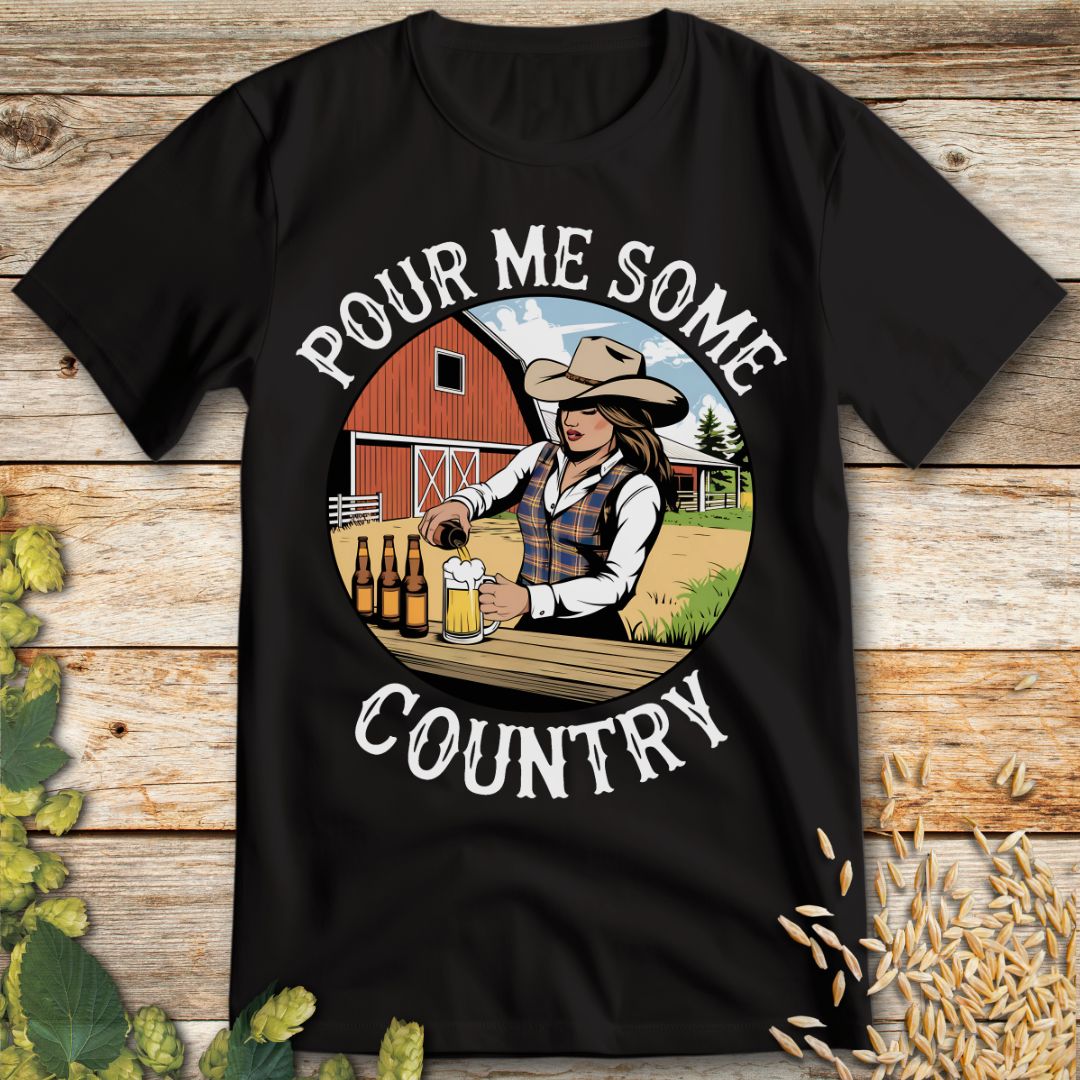 Pour Me Some Country T-Shirt in Black - Funny beer shirt for craft beer lovers