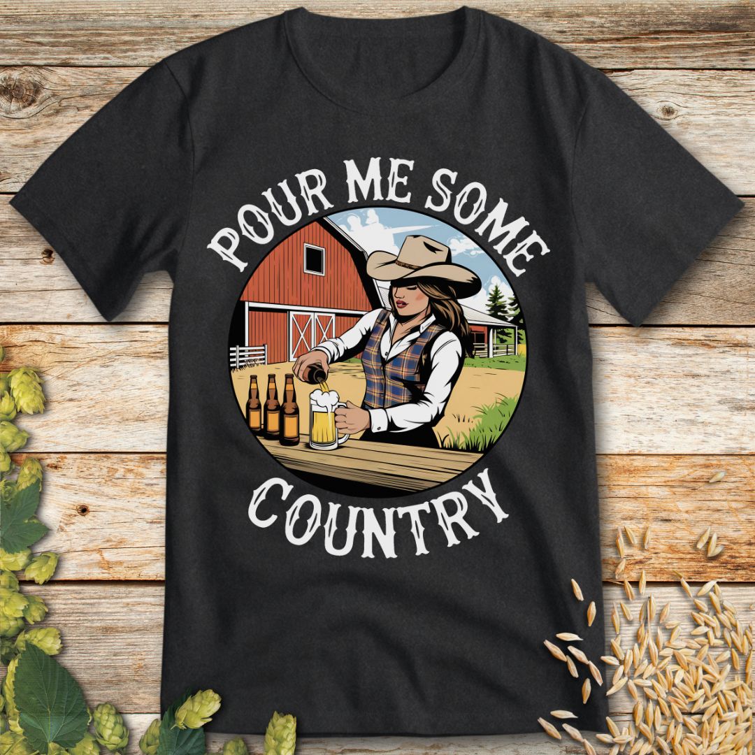 Pour Me Some Country T-Shirt in Dark Heather - Funny beer shirt for craft beer lovers