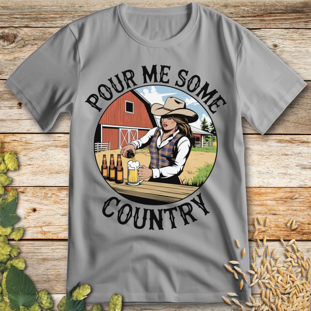 Pour Me Some Country T-Shirt in Ice Grey - Funny beer shirt for craft beer lovers