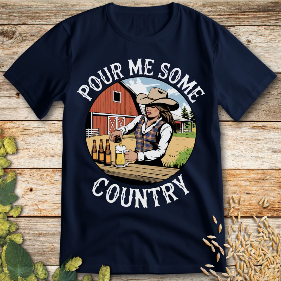 Pour Me Some Country T-Shirt in Navy - Funny beer shirt for craft beer lovers