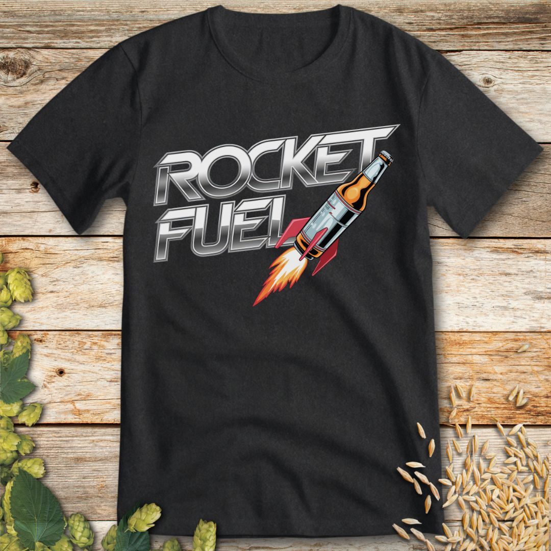 Rocket Fuel Beer T-Shirt in Dark Heather - Funny beer shirt for craft beer lovers