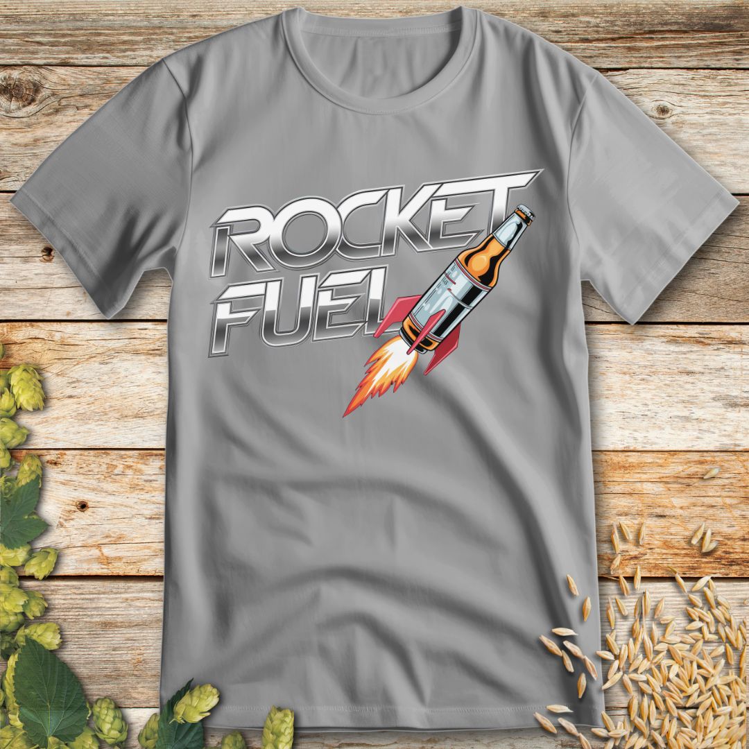 Rocket Fuel Beer T-Shirt in Ice Grey - Funny beer shirt for craft beer lovers