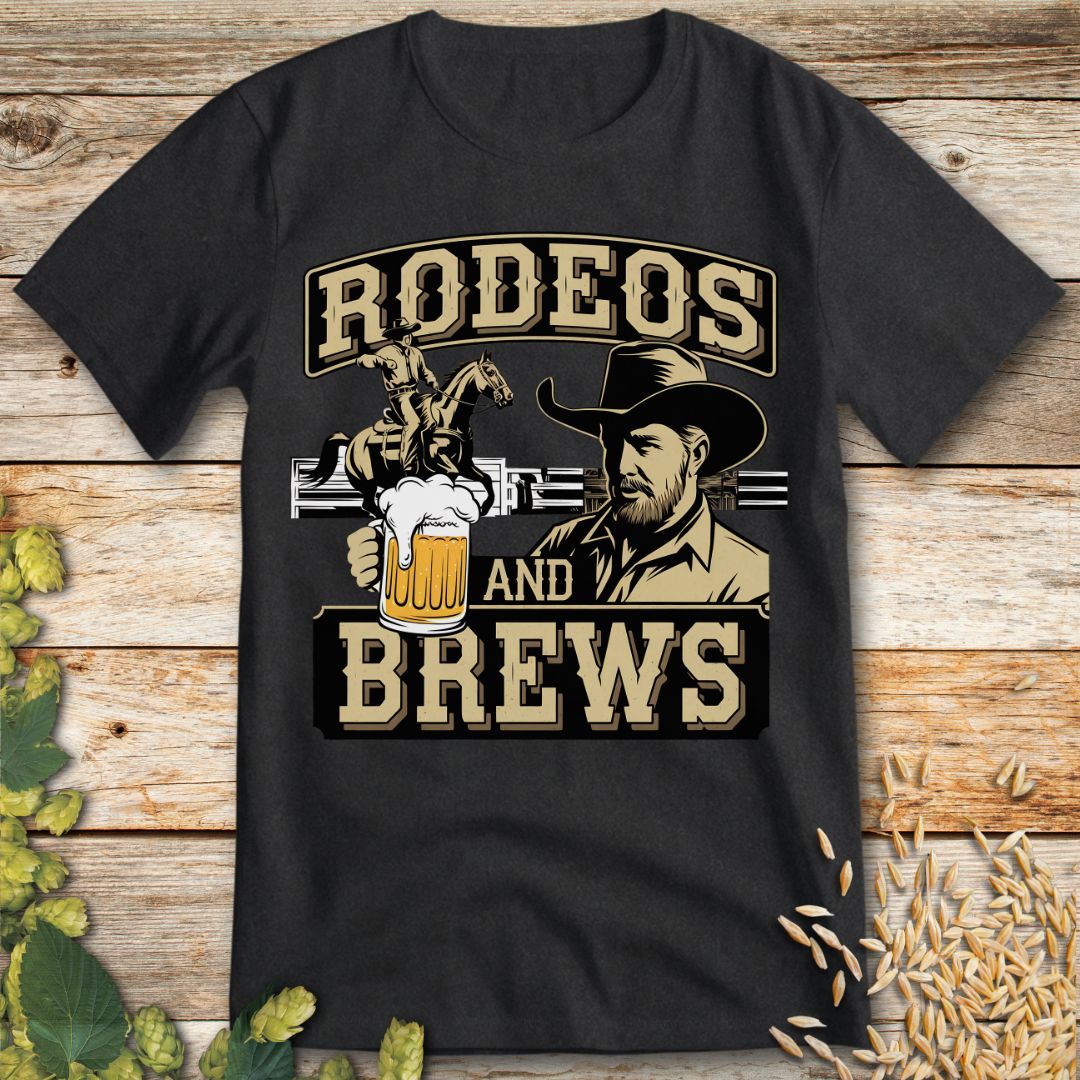 Rodeos and Brews T-Shirt in Dark Heather - Funny beer shirt for craft beer lovers