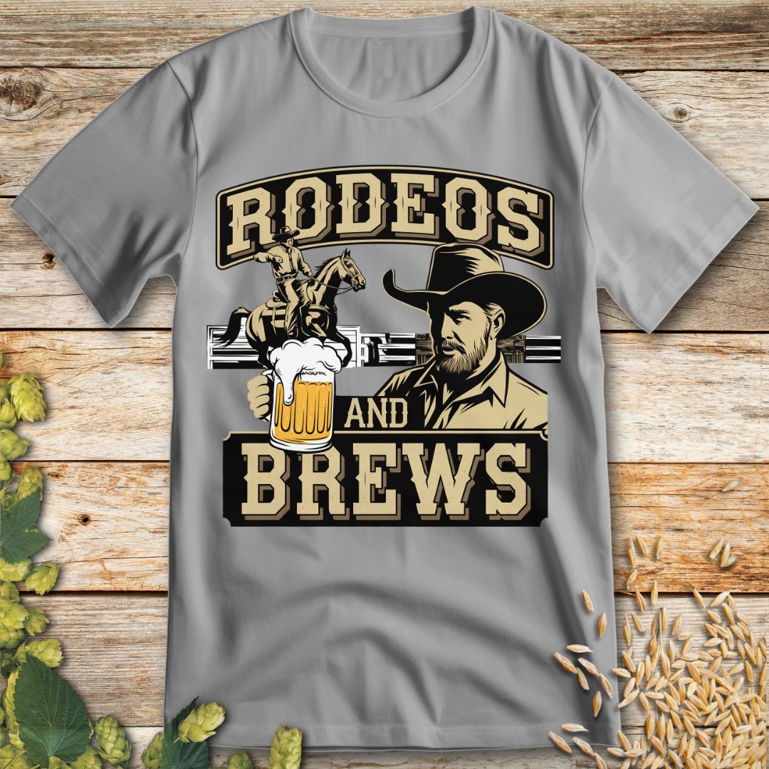 Rodeos and Brews T-Shirt in Ice Grey - Funny beer shirt for craft beer lovers