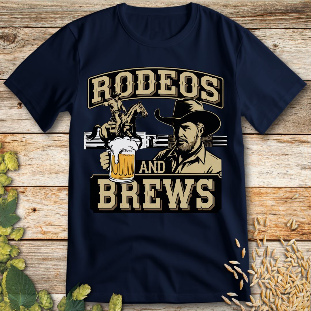 Rodeos and Brews T-Shirt in Navy - Funny beer shirt for craft beer lovers