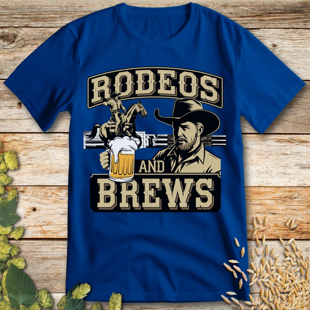 Rodeos and Brews T-Shirt in Royal Blue - Funny beer shirt for craft beer lovers