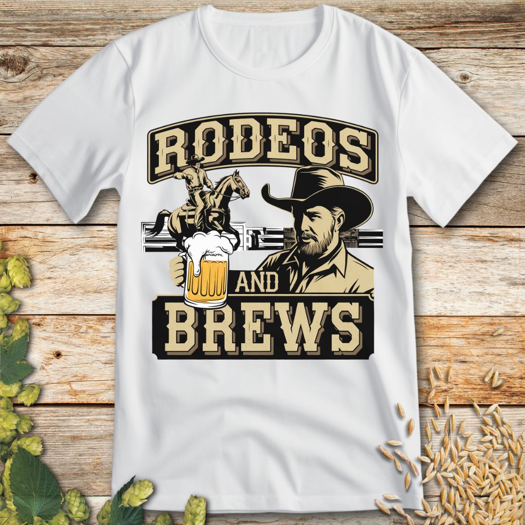 Rodeos and Brews T-Shirt in White - Funny beer shirt for craft beer lovers