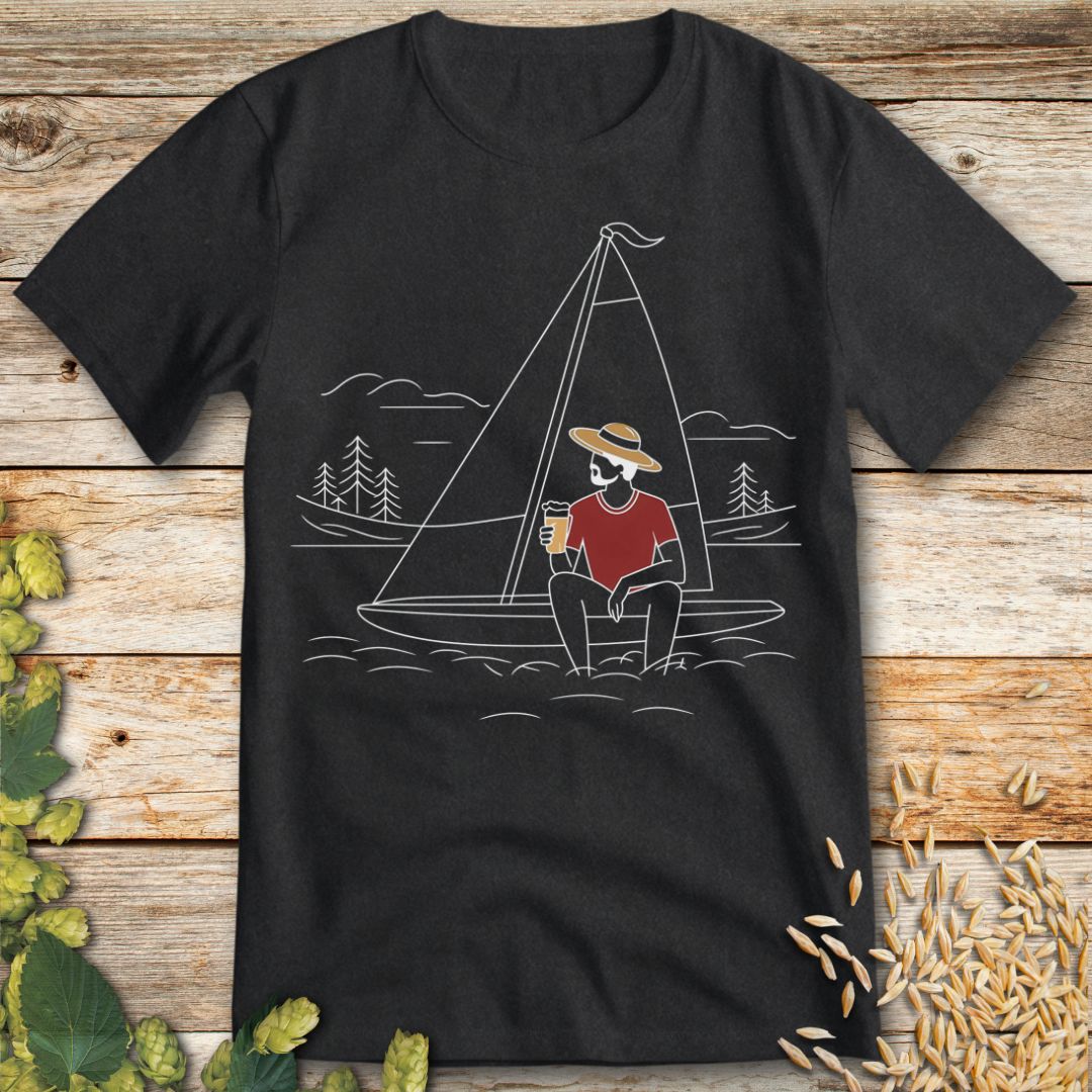 Sailing with Beer T-Shirt in Dark Heather - Funny beer shirt for craft beer lovers