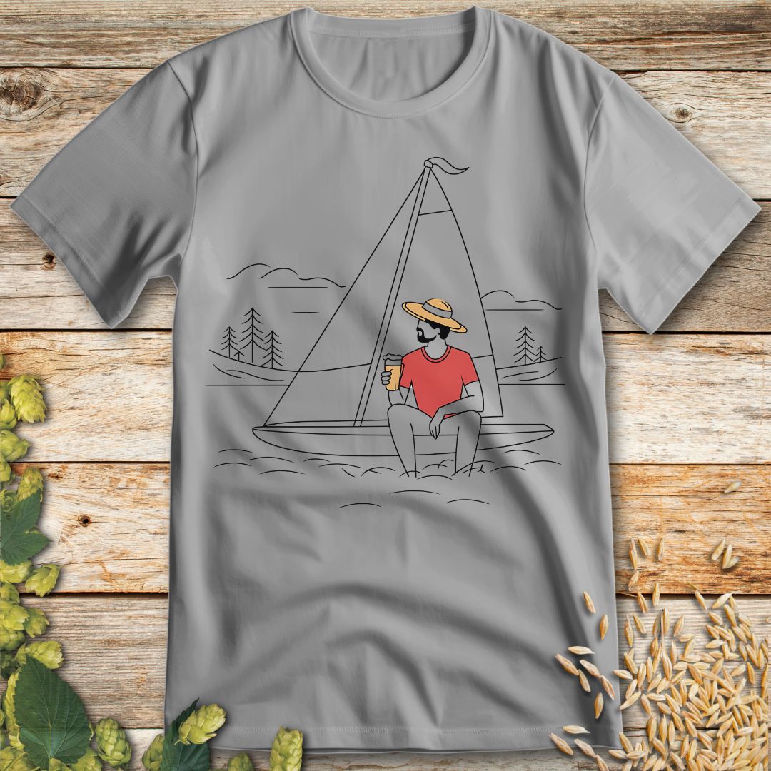 Sailing with Beer T-Shirt in Ice Grey - Funny beer shirt for craft beer lovers