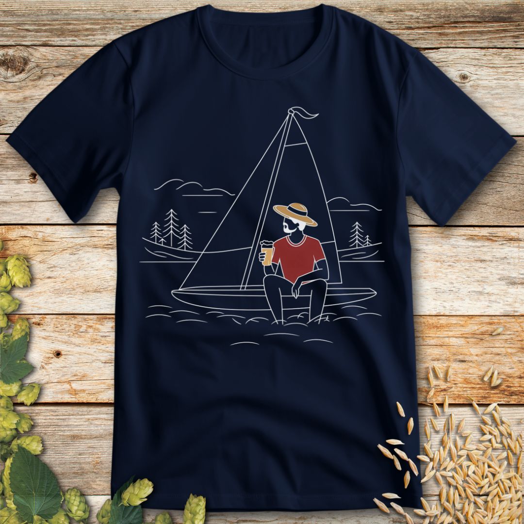 Sailing with Beer T-Shirt in Navy - Funny beer shirt for craft beer lovers