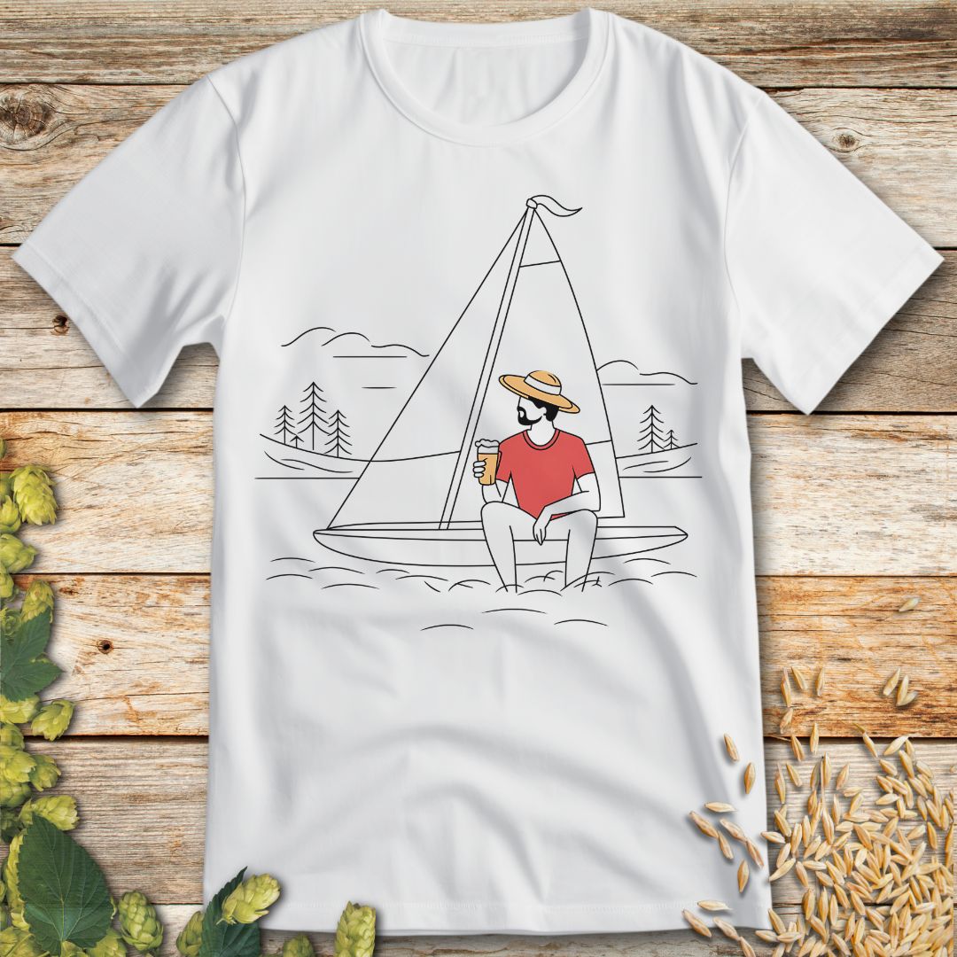 Sailing with Beer T-Shirt in White - Funny beer shirt for craft beer lovers
