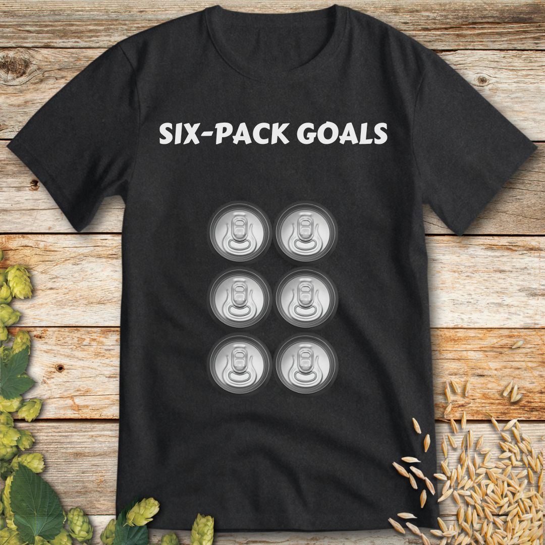Six-Pack Goals T-Shirt in Dark Heather - Funny beer shirt for craft beer lovers