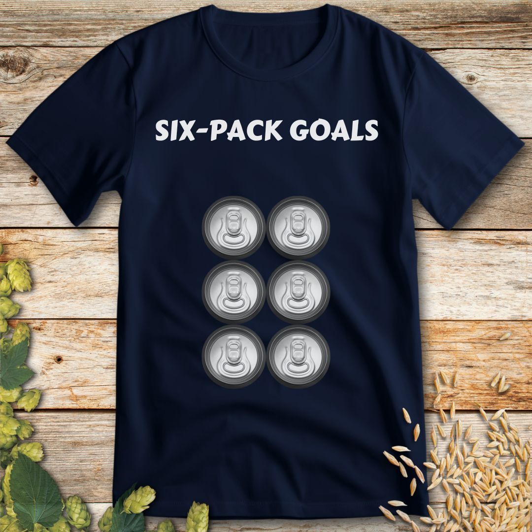 Six-Pack Goals T-Shirt in Navy - Funny beer shirt for craft beer lovers