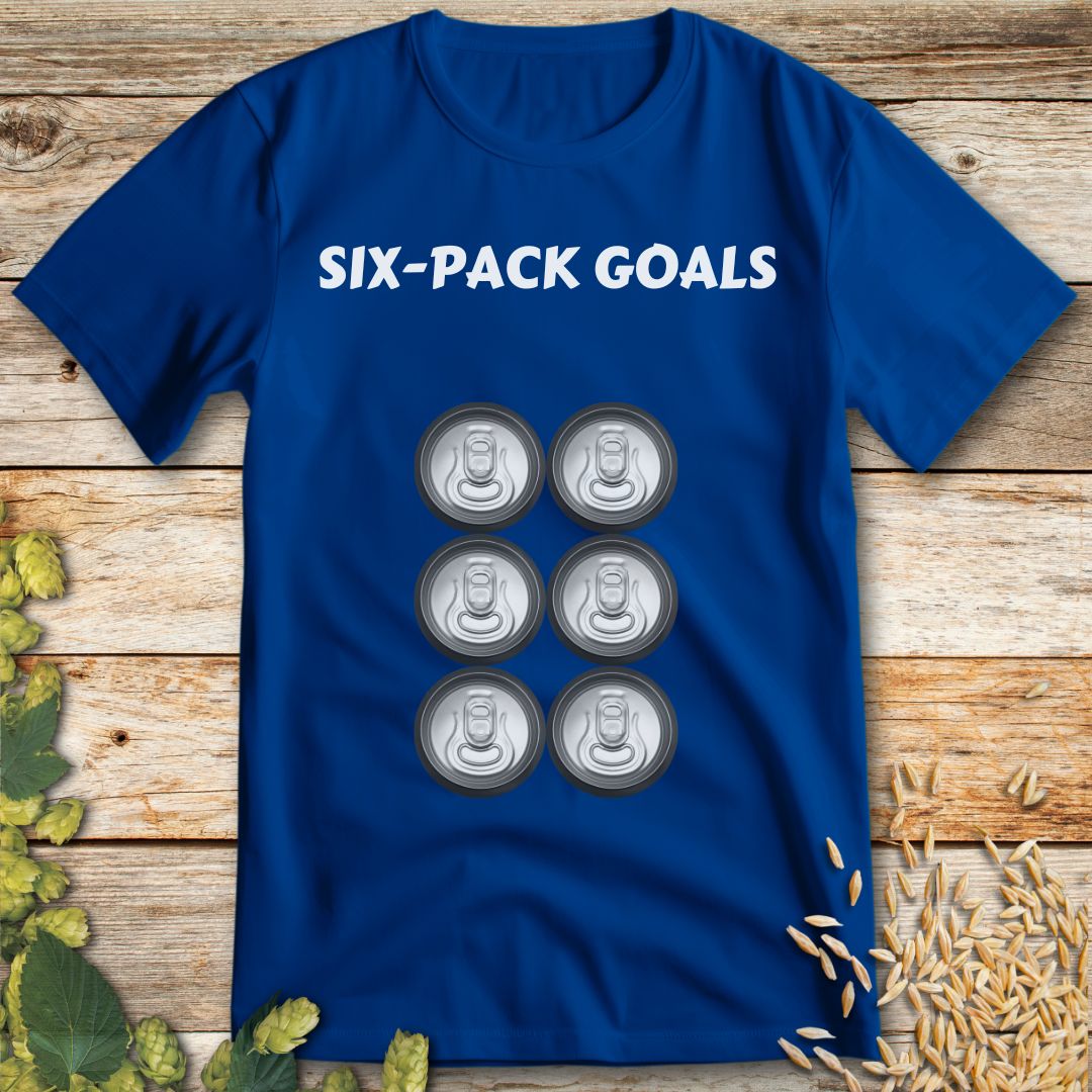 Six-Pack Goals T-Shirt in Royal Blue - Funny beer shirt for craft beer lovers