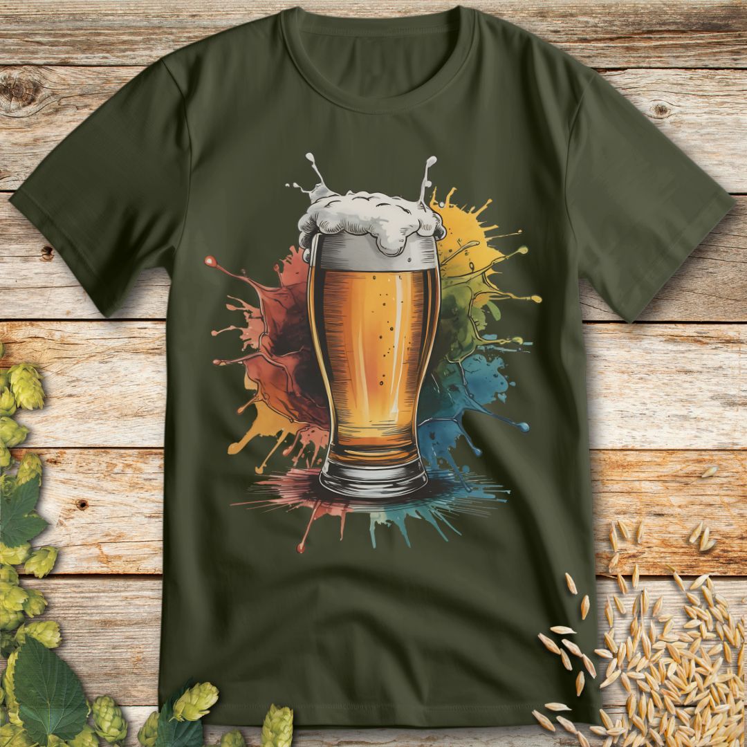Splash of Brew T-Shirt in Military Green - Funny beer shirt for craft beer lovers