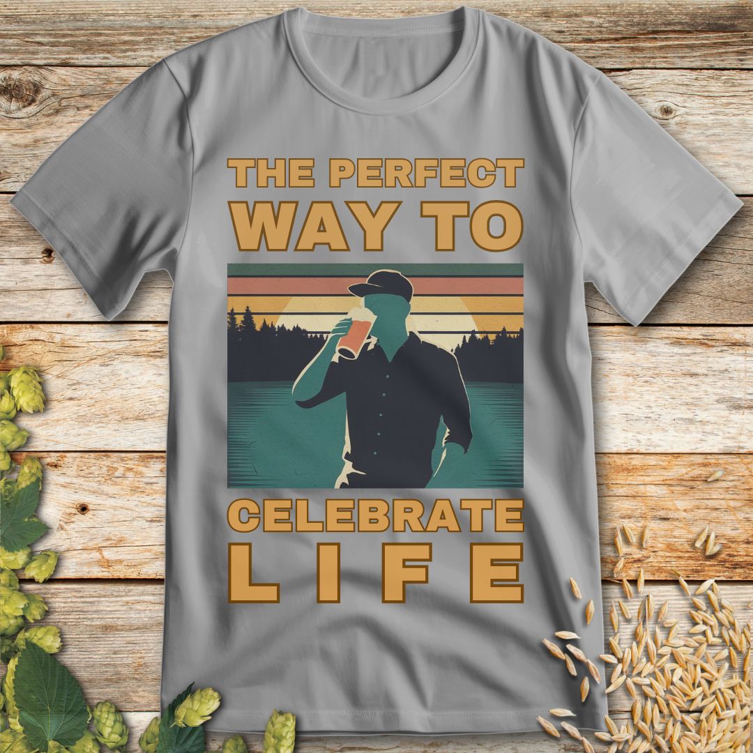 The Perfect Way to Celebrate Life T-Shirt in Ice Grey - Funny beer shirt for craft beer lovers