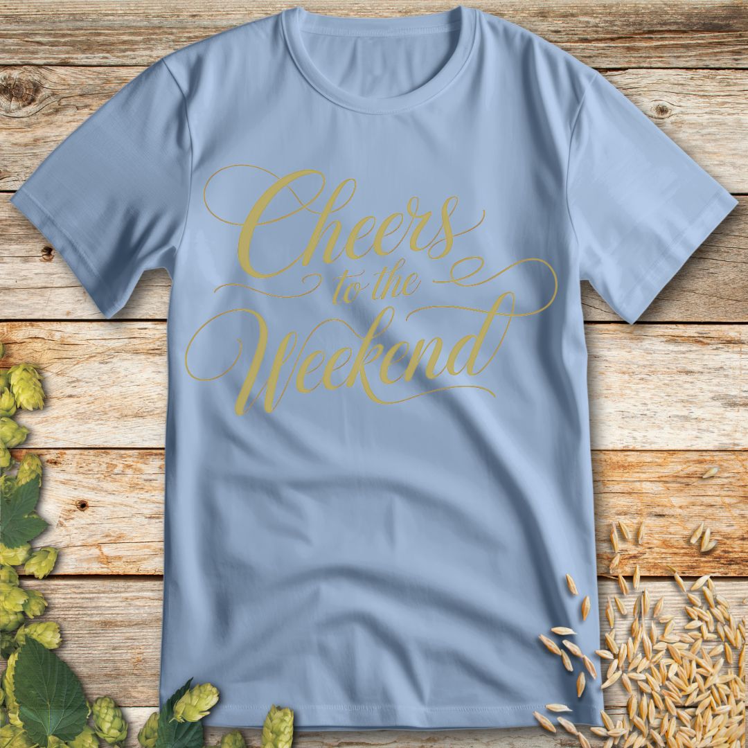 Weekend Cheers T-Shirt in Light Blue - Funny beer shirt for craft beer lovers