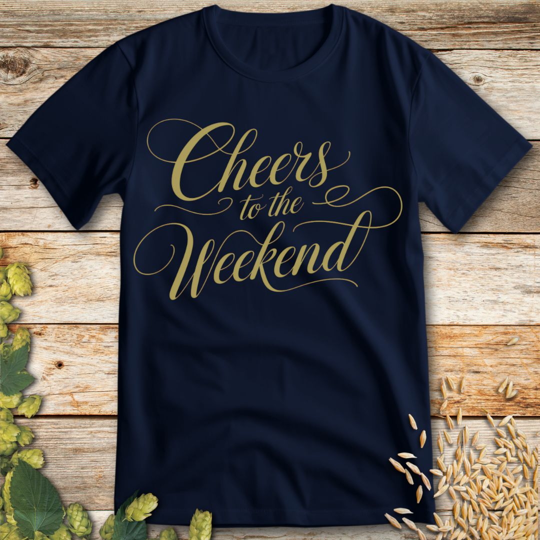 Weekend Cheers T-Shirt in Navy - Funny beer shirt for craft beer lovers