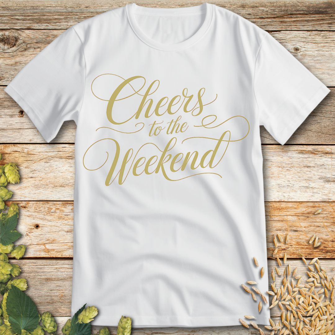 Weekend Cheers T-Shirt in White - Funny beer shirt for craft beer lovers