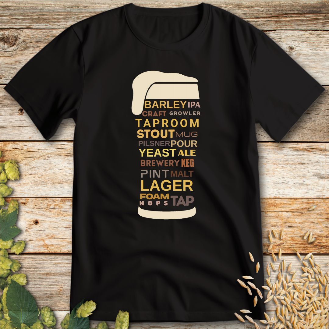 Words on Tap T-Shirt in Black - Funny beer shirt for craft beer lovers