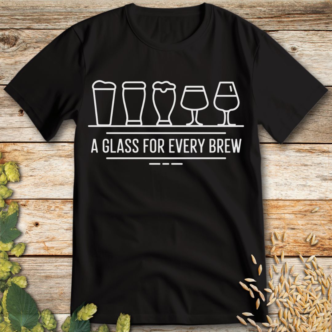 A Glass For Every Brew T-Shirt in Black - Funny beer shirt for craft beer lovers