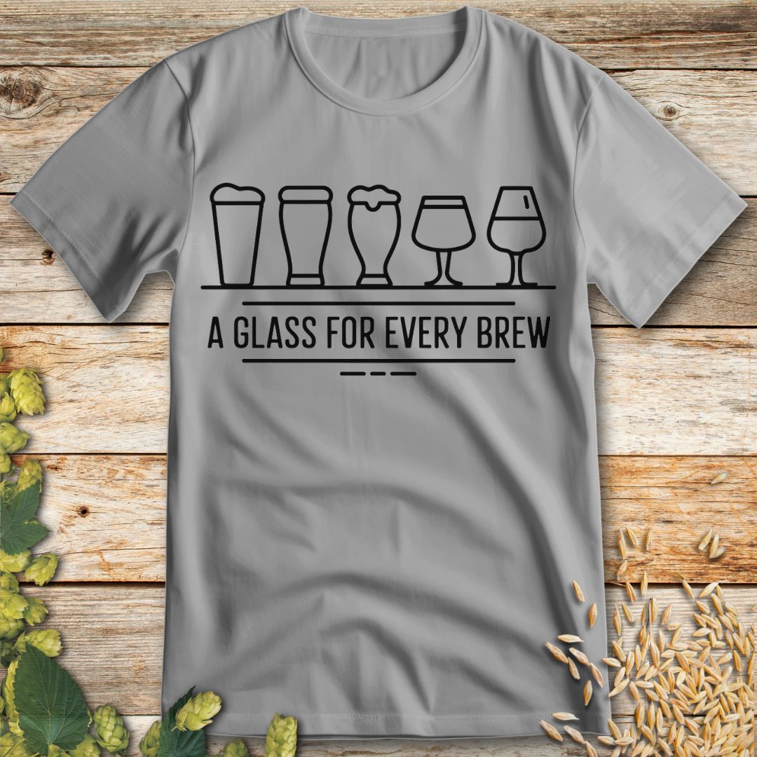 A Glass For Every Brew T-Shirt in Ice Grey - Funny beer shirt for craft beer lovers