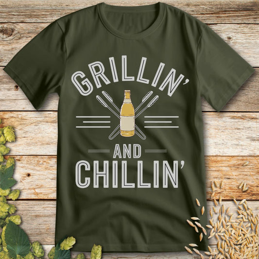 Backyard Brews T-Shirt in Military Green - Funny beer shirt for craft beer lovers