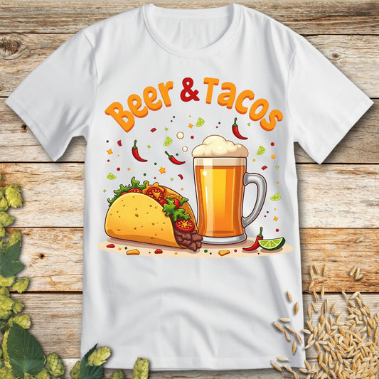 Beer and Tacos T-Shirt in White - Funny beer shirt for craft beer lovers