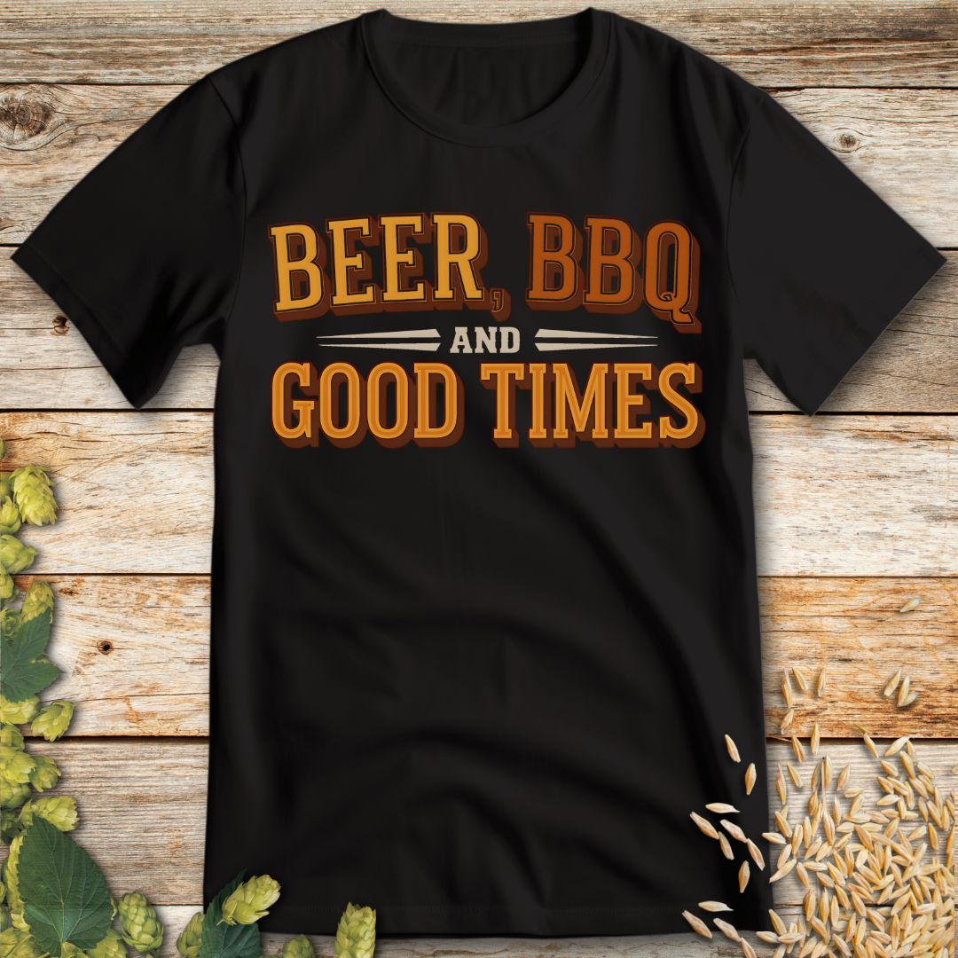 Beer BBQ and Good Times T-Shirt in Black - Funny beer shirt for craft beer lovers