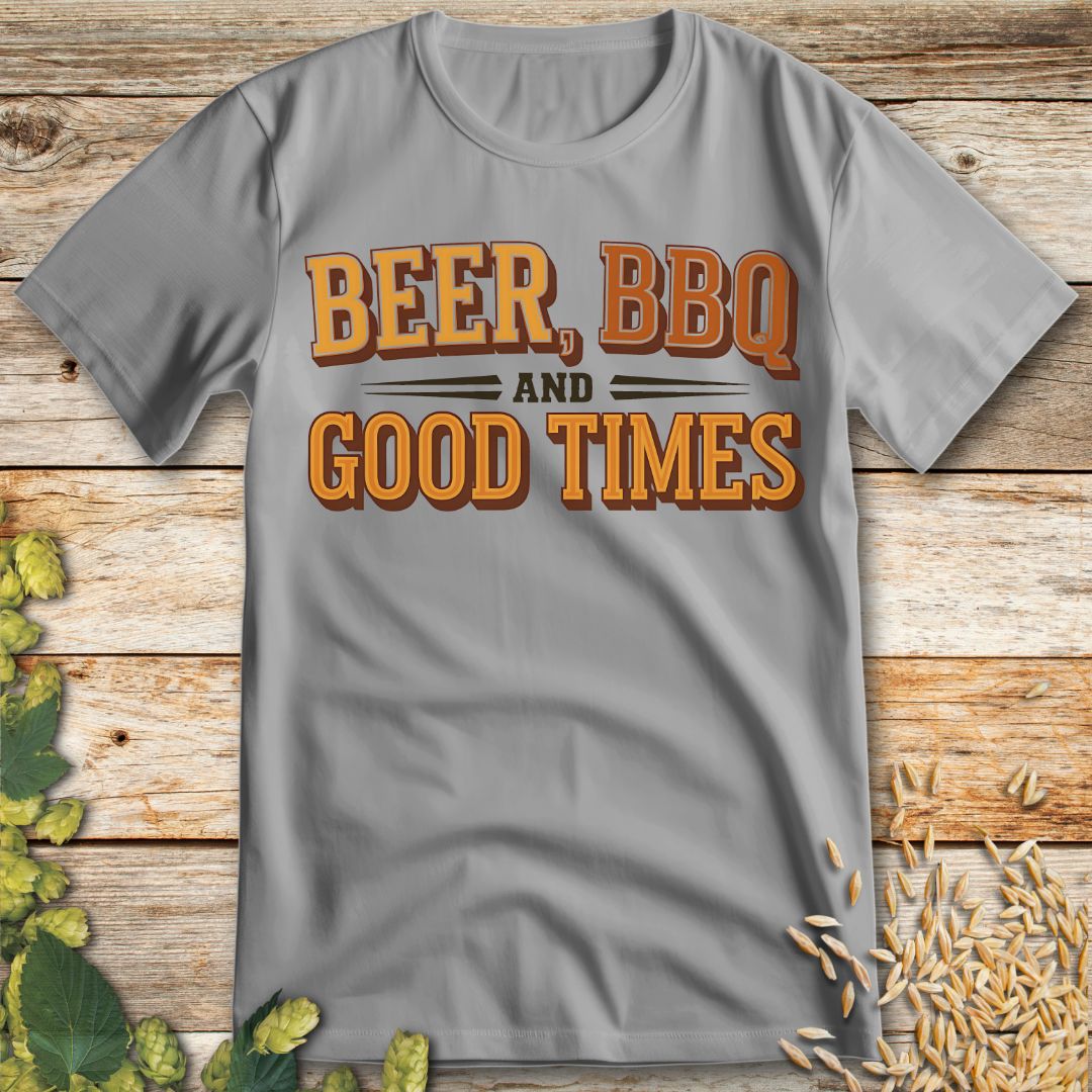 Beer BBQ and Good Times T-Shirt in Ice Grey - Funny beer shirt for craft beer lovers