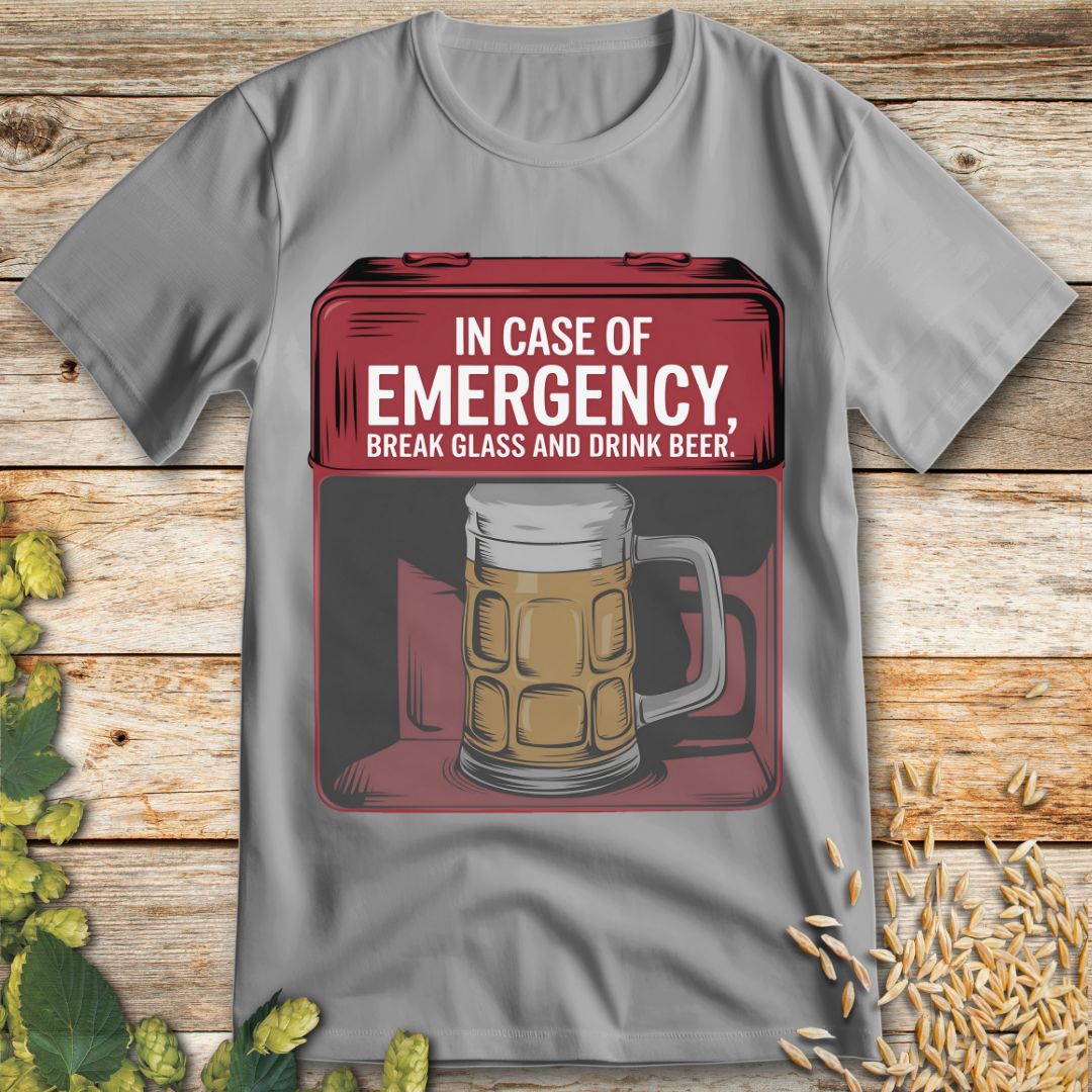 Beer Emergency T-Shirt in Ice Grey - Funny beer shirt for craft beer lovers