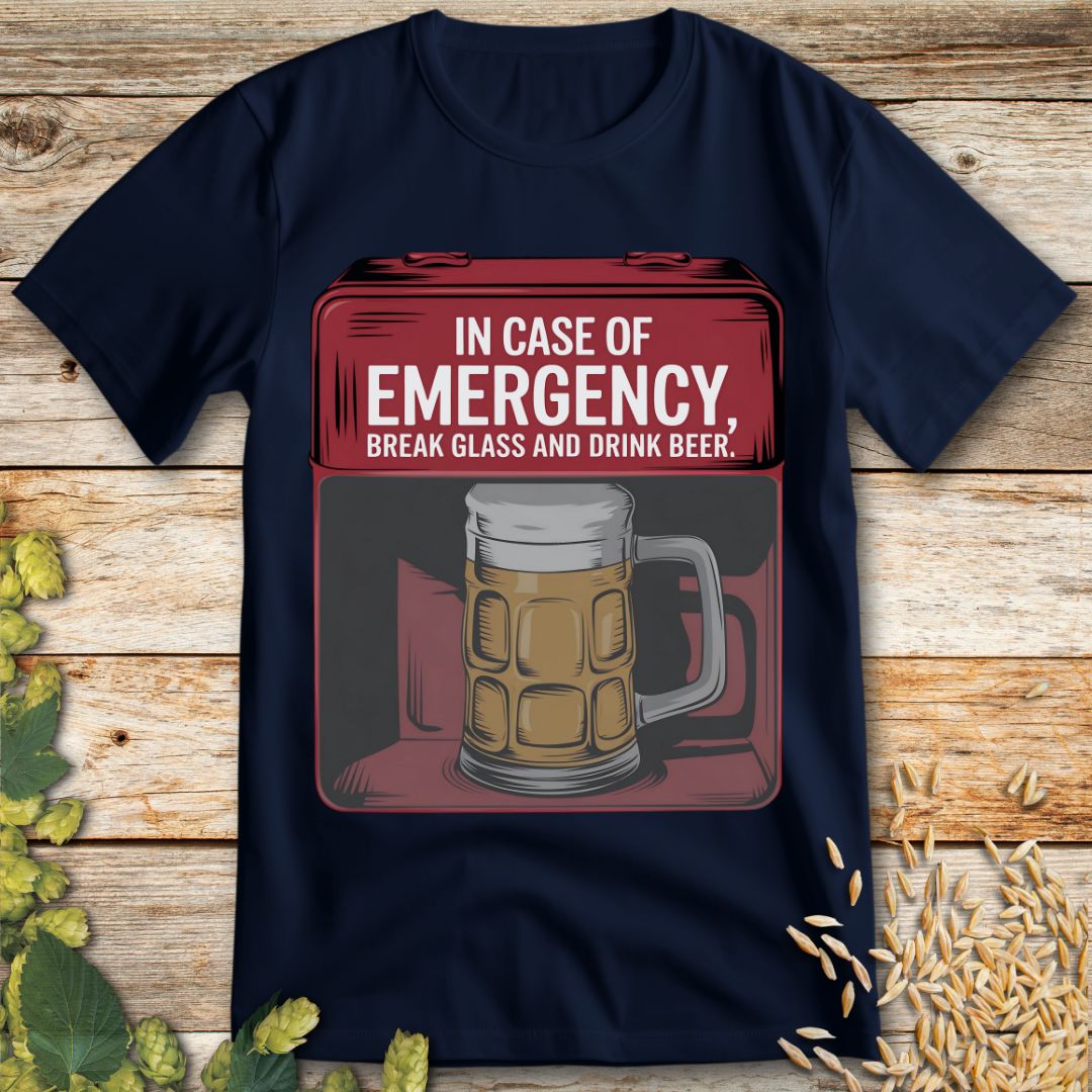 Beer Emergency T-Shirt in Navy - Funny beer shirt for craft beer lovers