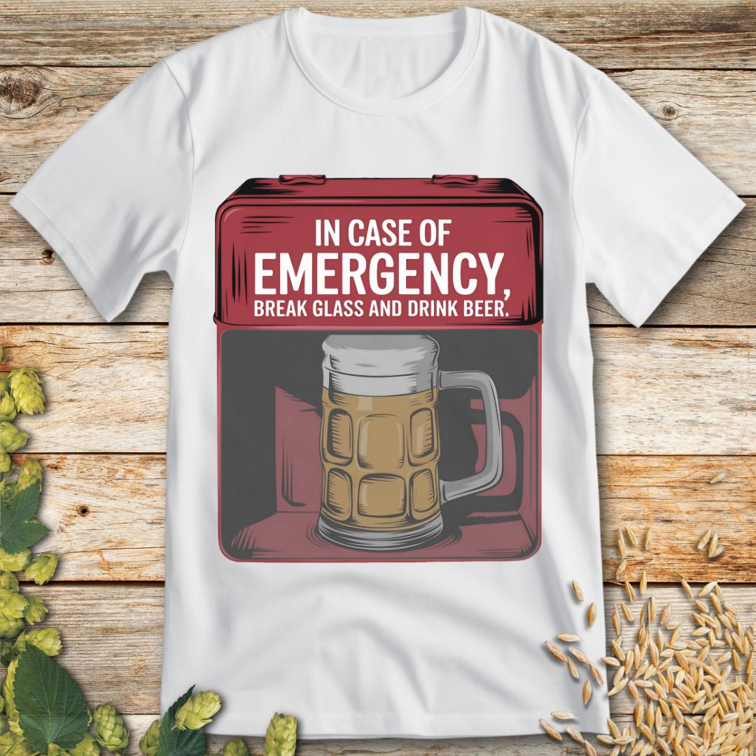 Beer Emergency T-Shirt in White - Funny beer shirt for craft beer lovers