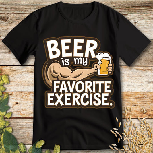 Beer is My Favorite Exercise T-Shirt in Black - Funny beer shirt for craft beer lovers