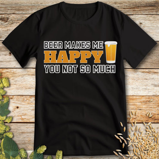 Beer Makes Me Happy T-Shirt in Black - Funny beer shirt for craft beer lovers