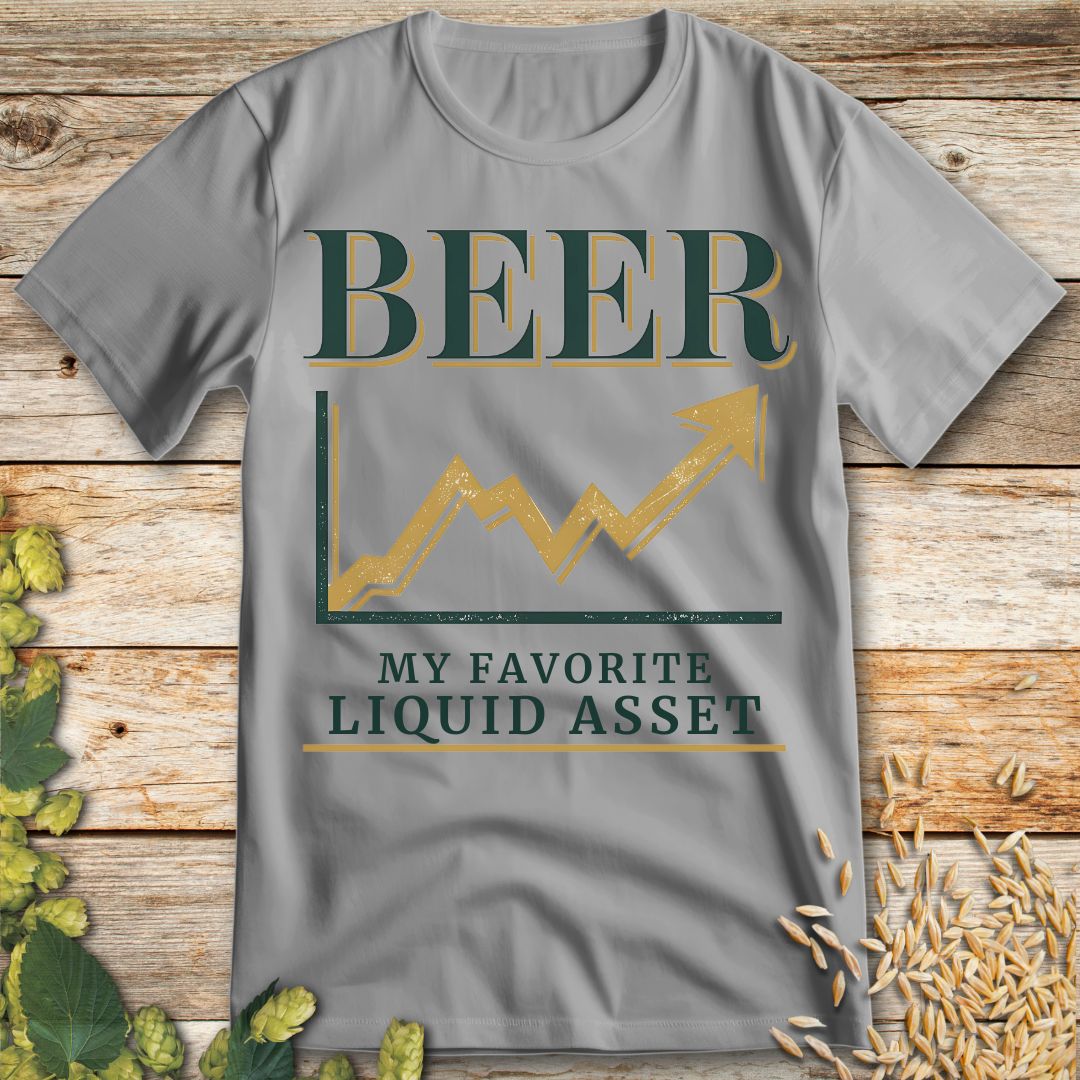 Beer My Favorite Liquid Asset T-Shirt in Ice Grey - Funny beer shirt for craft beer lovers