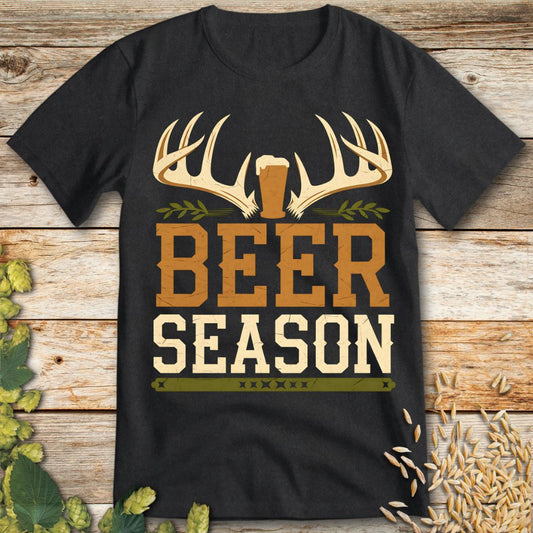 Beer Season Hunting T-Shirt in Dark Heather - Funny beer shirt for craft beer lovers